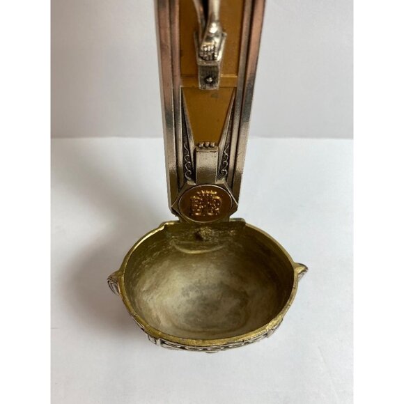 Holy Water Font Cross Brass 2-Tone Metal Christianity Vintage Catholic - Picture 3 of 7
